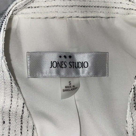 Jones Studio EUC size Small White Open Front Light Shoulder Pad Blazer Jacket - Picture 13 of 14